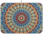 Bohemian Mandala Dish Drying Mat for Kitchen Counter Boho Ethnic Drying Mat 16 x 18 Inch with High Absorbent Reversible Microfiber Dish Drying Pad Dish Rack Pad Drainer Mat for Coffee Bar