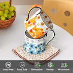 Ceramic Coffee Mug, 12oz Cute Floral Coffee Mugs with Large Handle, Orange Flower Design Stoneware Tea Cup for Office and Home