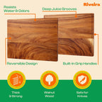 Riveira Walnut Wood Cutting Board – Versatile And Durable: Set Of 2 Pcs Rectangular Wooden Cutting Board – Natural Wooden Cutting Boards For Kitchen – Complete Walnut Wooden Chopping Board