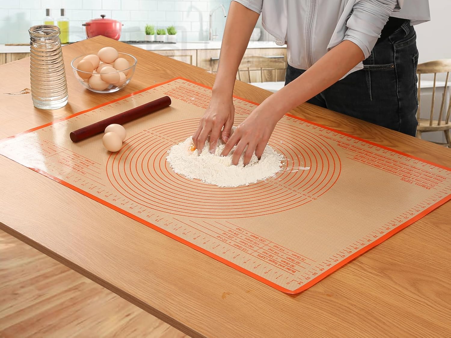 Silicone Pastry Mat 34x26 Inch - Nonstick Baking Mat Perfect for Dough, Pastry, Pie Crust, Fondant, Pasta/Pizza, Kitchen Counter