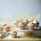 Gyufise 24Pcs Happy 30th Birthday Cupcake Toppers Glitter Thirty 30 Fabulous Vintage 1995 Cupcake Picks for 30th Birthday Wedding Anniversary Party Cake Decorations Supplies Gold