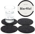Graf Lantz - Bierfilzl Merino Wool Round Coasters Set of 4 - Charcoal (4" Circles) - Absorbs 30% of Weight - German Wool - Heat Resistant, Sustainable, & Reusable - Home Decor & Coffee Table Decor