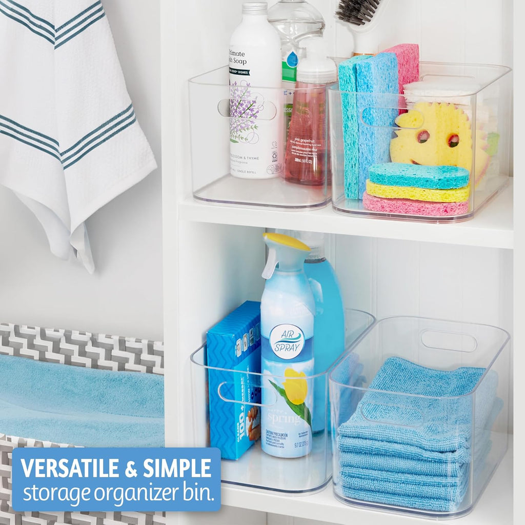 STORi Bliss 10" x 6" Open Clear Pantry Organizer Bin, Plastic Containers with Handle for Kitchen, Fridge, Cabinet, Closet, Bathrom, Undersink Storage Made in USA