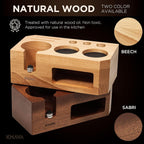 KHAVA Espresso Tamping Station | Wooden Coffee Tamper Station 51-54 mm | Espresso Organizer & Portafilter Holder | Coffee Station Organizer for Countertop | Espresso Accessories for Coffee Bar, Brown