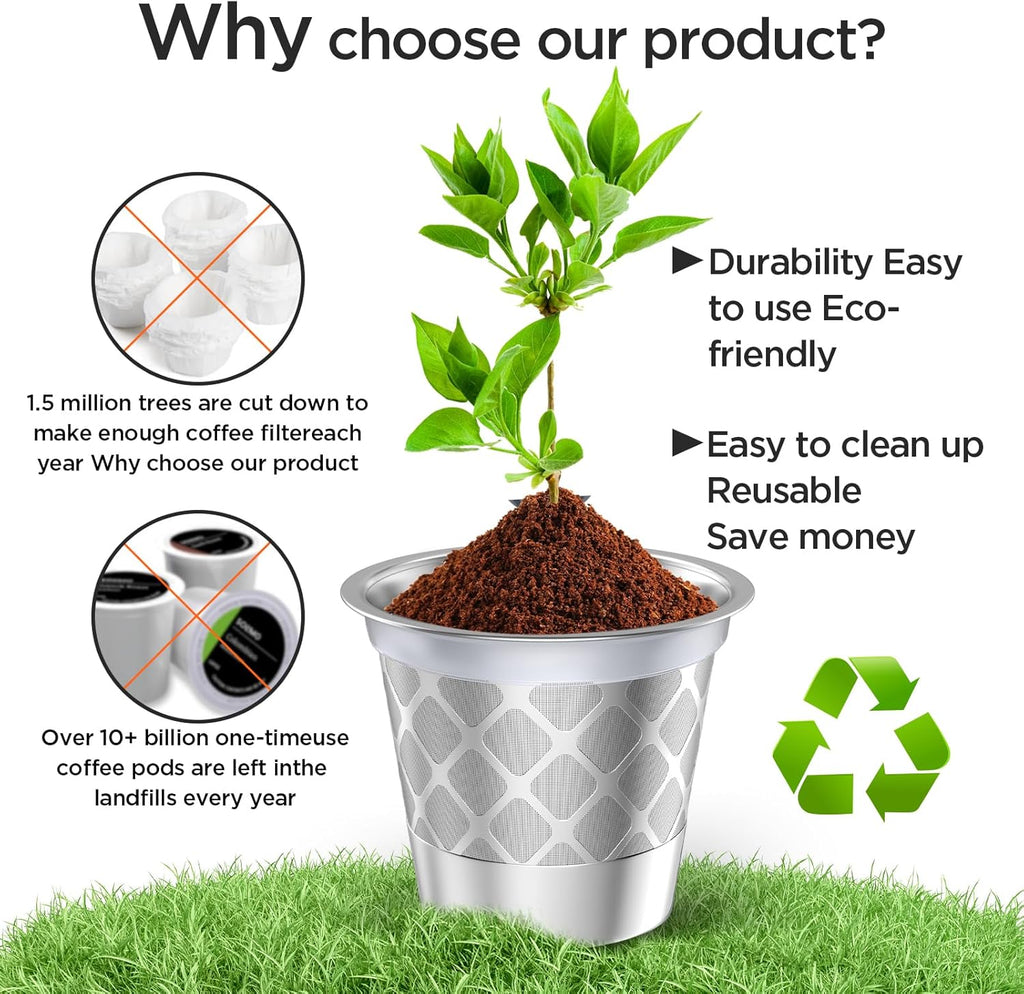 Reusable k Cup Coffee Filters,Universal stainless steel Refillable k Cups Filter Use for K 2.0 and 1.0 Coffee Makers-brewers (2)