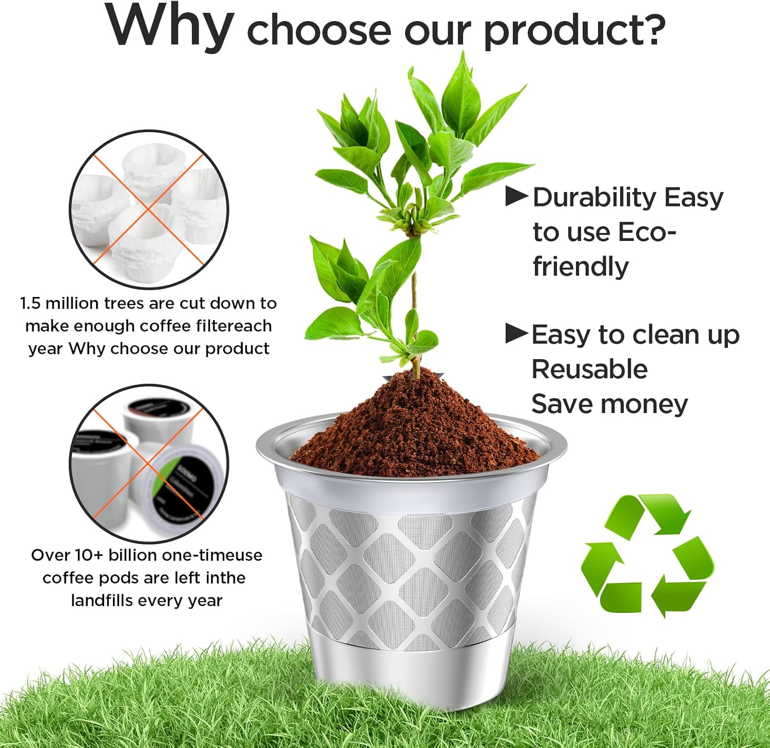 Reusable k Cup Coffee Filters,Universal stainless steel Refillable k Cups Filter Use for K 2.0 and 1.0 Coffee Makers-brewers (2)