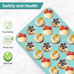 2-Pack Light Blue 24-Cup Ceramic Mini Muffin Pan – Non-Stick Muffin Tin, PFOA-Free, Healthy Baking, Perfect for Cupcakes, Breakfast Treats & Party Delights