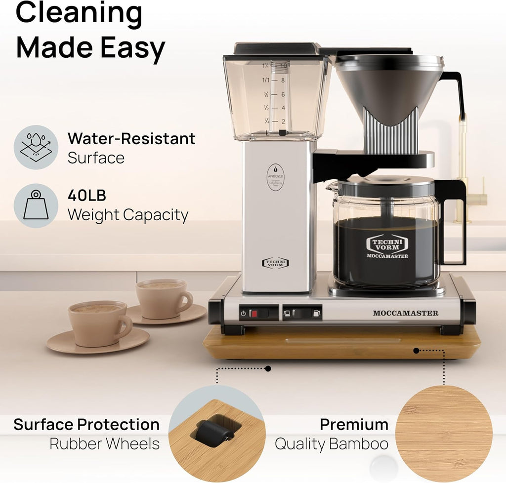 Ibyx Elegant Sliding Tray for Your Coffee Maker & Heavy Kitchen Appliances - Sturdy, Slides Easily from Under The Cabinet (Natural, 13”W x 10.5”D)