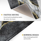 Giwawa Marble Dish Drying Mat for Kitchen Counter 18x24 inch Black Grey Gold Marbling Print Decorative Absorbent Dish Drying Pad Elegant Luxury Granite Stone Microfiber Large Drainer Rack
