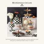 MACKENZIE-CHILDS Enamel Pie Plate, Ovenproof Pie Pan for Cooking and Serving, Black-and-White Courtly Check