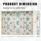 Rectangle Serving Tray with Handles, Coffee Table Tray for Ottoman, Living Room, Outdoor Tray for Patio Entertaining, Serving Breakfast Kitchen Platter, Daisy