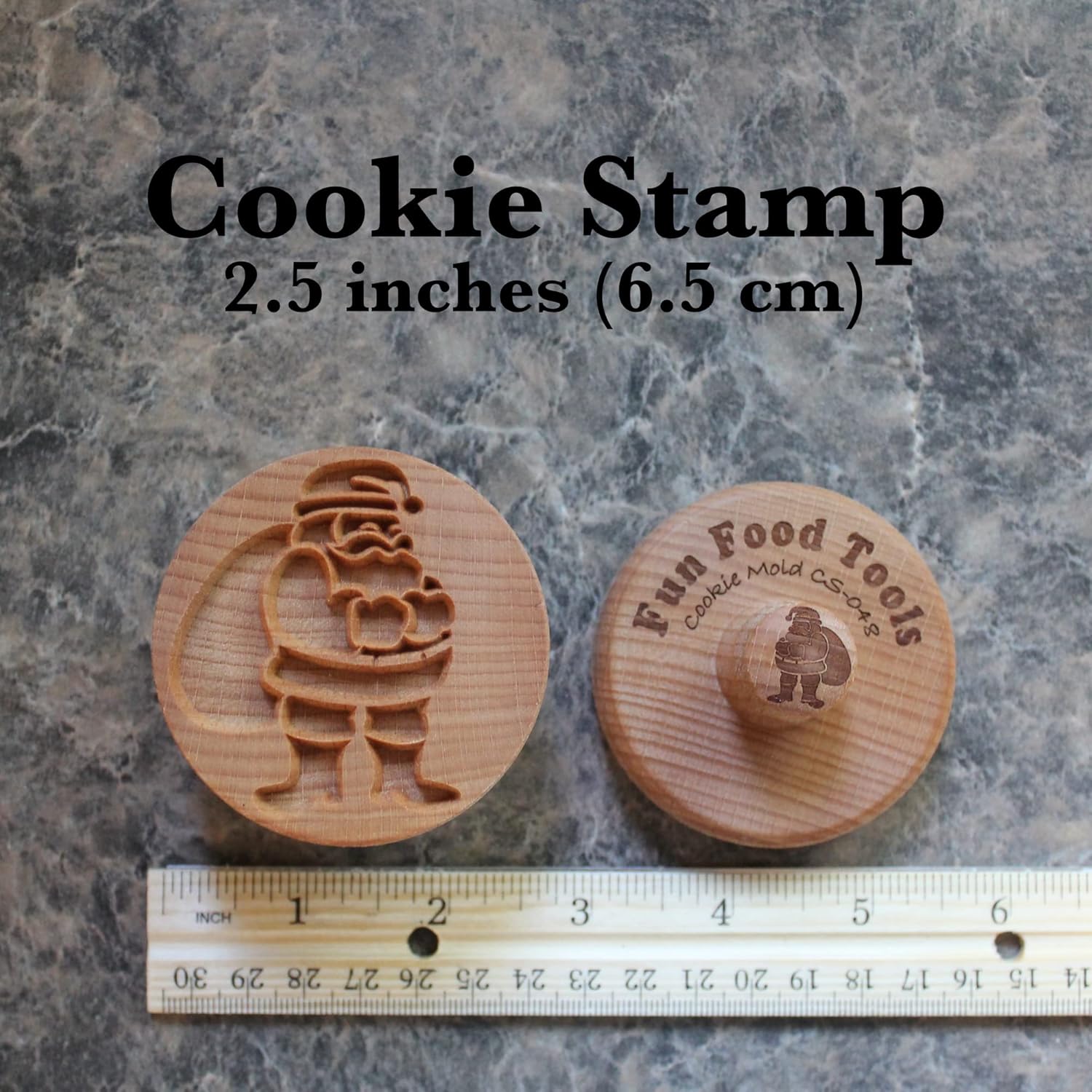 Wood Cookie Stamp, 2.5 Inch (Santa CS-048)