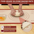 HOTEC Silicone Baking Mat - 26x16 Thickened Pastry Dough Mat with Measurement Non-Stick For Dough Rolling, Bread, Oven Liner, Kitchen Counter, Fondant/Pie Crust
