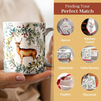 Maison d' Hermine Coffee Mug with Handles Fine Bone China Mugs Pack of One Tea Cups for Hot Beverages Cappuccino Latte Home Restaurant Office Perfect for Gift (Holly Time - Biche, 15 Ounce)