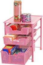 Simple Houseware Stackable 3 Tier Sliding Basket Organizer Drawer, Pink