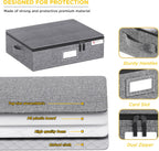 YearningHome Cup and Mug Storage Box with Hard Shell and Dividers for Coffee Mugs,Tea Cups and Glasses,Stackable Storage Organizers with Lid,Handles,Zips and Lable for Moving,Holds 12,2 Pack, Grey