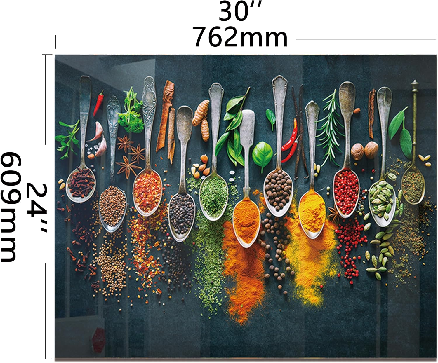 DAIFURONGE Spice Tempered Glass Backsplash For Kitchen Behind Stove,Stove Backsplash Top Cover,Easy to Clean Glass Splashback, Sink Cover Splash Guard,Home Kitchen Wall Decor (30"x24"(76.2x60.96cm))