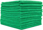 The Rag Company - All-Purpose Microfiber Terry Cleaning Towels - Commercial Grade, Highly Absorbent, Lint-Free, Streak-Free, Kitchens, Bathrooms, Offices, 300gsm, 14in x 14in, Green (12-Pack)