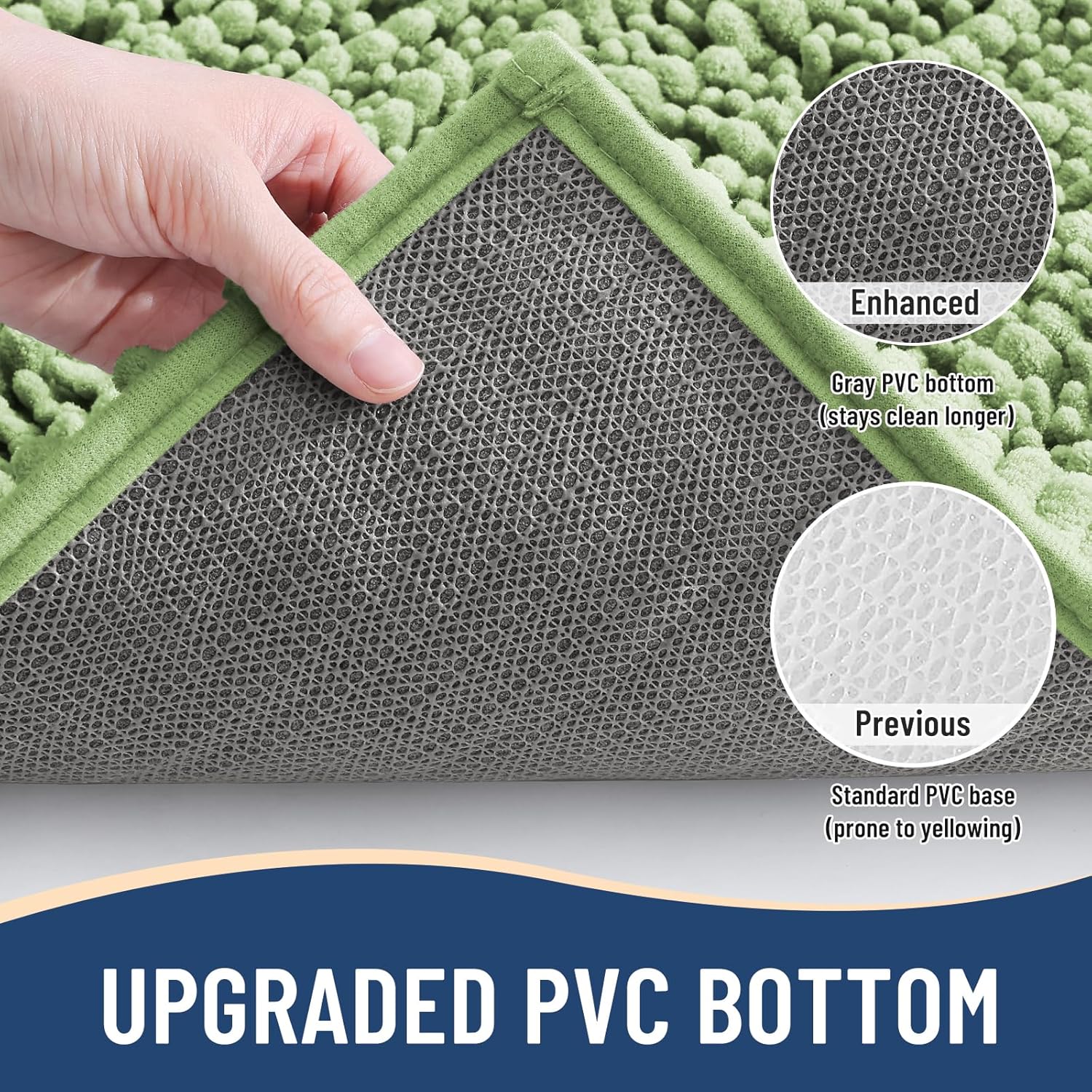 Arotive Luxury Chenille Bathroom Rug Mat, Extra Soft Thick Absorbent Shaggy Bath Rugs, Non-Slip Machine Wash Dry, Plush Bath Mats for Bathroom, Shower and Tub, 30x20, Sage Green