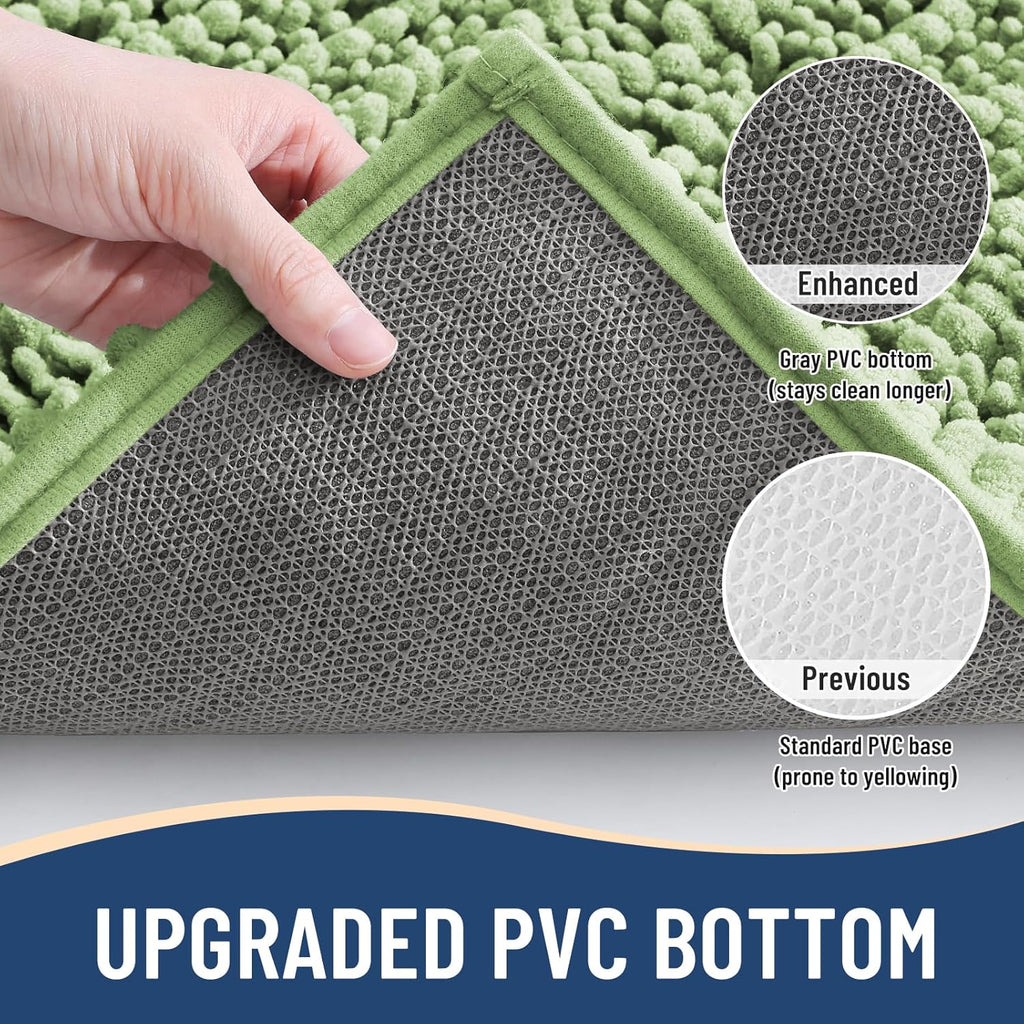 Arotive Luxury Chenille Bathroom Rug Mat, Extra Soft Thick Absorbent Shaggy Bath Rugs, Non-Slip Machine Wash Dry, Plush Bath Mats for Bathroom, Shower and Tub, 44x32, Sage Green