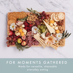 Charcuterie Board - Cheese Board with Grooves & Built-in Handles, Snack Tray for Vegetables, Fruits, Meat, Nuts - Decorative Wooden Serving Tray for Kitchen House Warming Gift