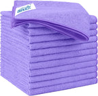 HOMEXCEL Microfiber Cleaning Cloth 12 Pack 12.5 x 12.5 Inch Microfiber Towels for Cars Ultra Absorbent Cleaning Rags Lint Free Cleaning Towels for Household Kitchen, Window Car Purple