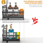 Cisily Extra Large Black Sponge Holder for Kitchen Sink, Sink Caddy Organizer with High Brush Holder, Kitchen Countertop Organizers and Storage Essentials, Rustproof 304 Stainless Steel