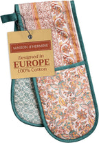 Maison d' Hermine Double Oven Mitts 100% Cotton 7"x35" Double Oven Mitt Heat Resistant BBQ Cooking Gloves with Loop, Baking, Grilling, Home, Kitchen, Handling Hot Pans (Nila)