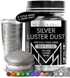 MONÉGASQUE Silver Edible Glitter for Drinks 15g – Edible Glitter for Cakes & Cocktails - Halloween Drink Decorations Shimmer - Silver Luster Dust for Cocktail, Cake Decorating, Food Decorations Spray