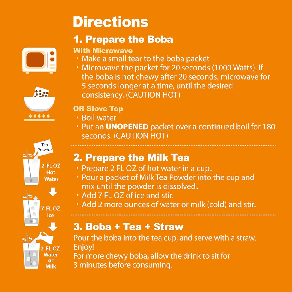 J WAY Instant Boba Bubble Pearl Milk Tea Kit with Authentic Crème Brulee Tapioca Boba, Ready in Under One Minute, Paper Straws Included - 6 Servings