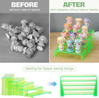 Goabroa Acrylic Display Risers, 2 Sets 10 Pcs Perfume Stand Organizer, Rectangular Acrylic Display Shelves for Figures, Cupcake, perfume, Wine Glass and Handbag, Transparent Green