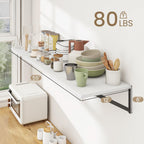 Dreamland Floating Shelves for Wall, 12 Inch Deep Floating Shelves Set of 2, 55W x 12D Large Wall Shelf with Sturdy Metal Brackets for Living Room, Bathroom, Bedroom and Kitchen, White