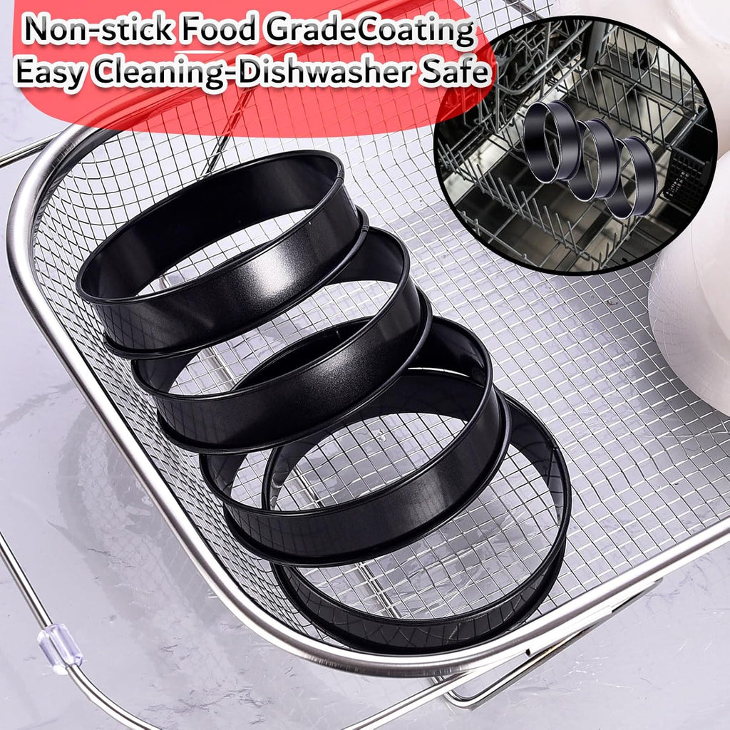 DATANYA 8Pack Crumpet Rings NONSTICK English Muffin Ring 4 Inch - Stainless Steel Double Rolled Tart Rings Upgraded Round Metal Cooking Pastry Ring Molds for baking