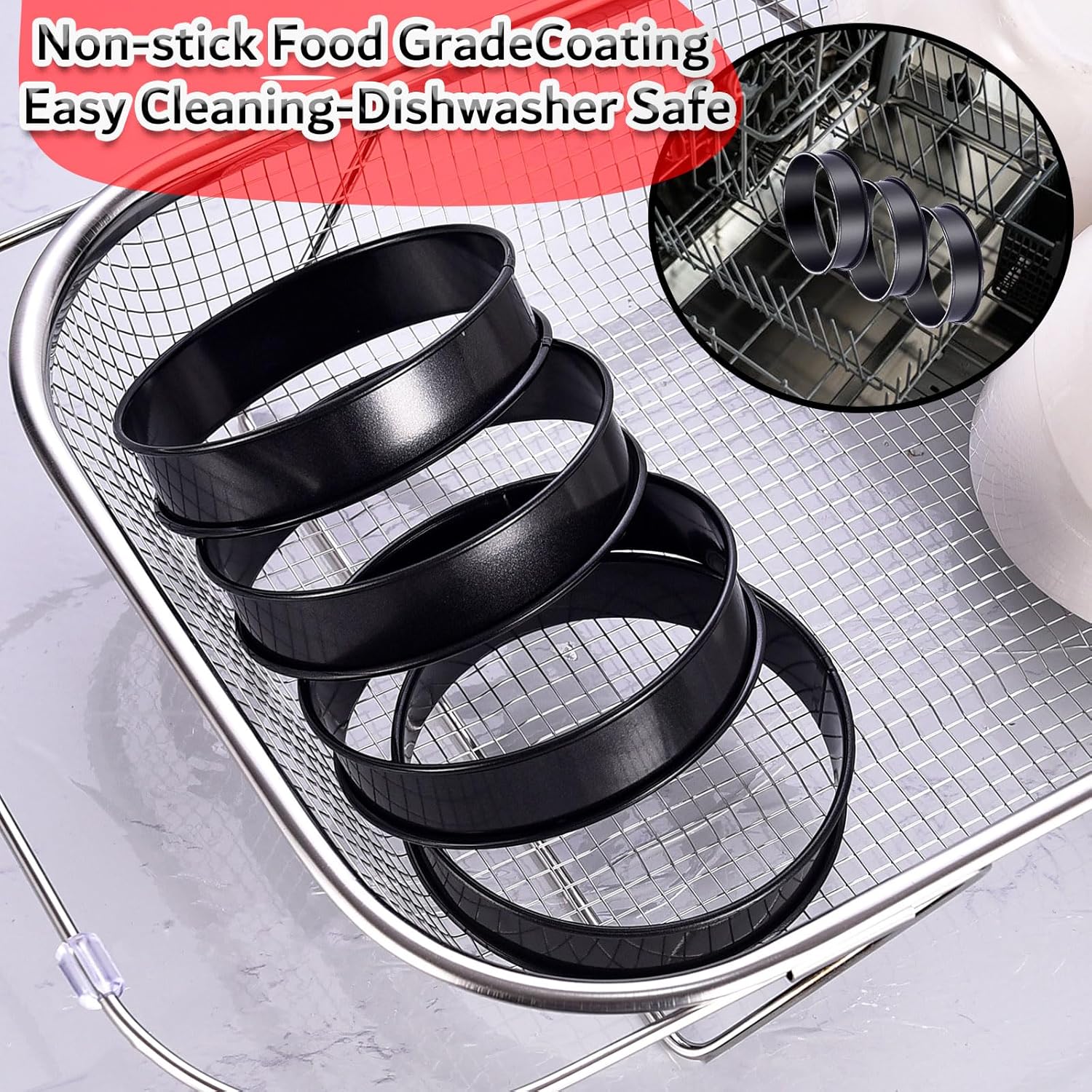 DATANYA 12Packs Crumpet Rings NONSTICK English Muffin Ring 4 Inch - Stainless Steel Double Rolled Tart Rings Round Metal Cookie Pastry Ring Molds for Baking Cooking