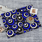 Blue Black White Geometric Circle Dish Drying Mat for Kitchen Counter, 18" x 24" Absorbent Microfiber Drying Pad for Dishes, Modern Decor Kitchen Mat, Foldable, for Sink Dining Area Small Appliances