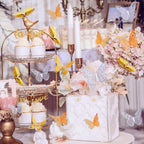 SAOROPEB 3D Butterfly Wall Decor, 72 Pcs 3 Styles 3 Sizes, Removable Metallic Wall Decor Sticker Room Mural Decals for Kids Bedroom Nursery Classroom Party Decoration Wedding Decor DIY Gift (3 Color)