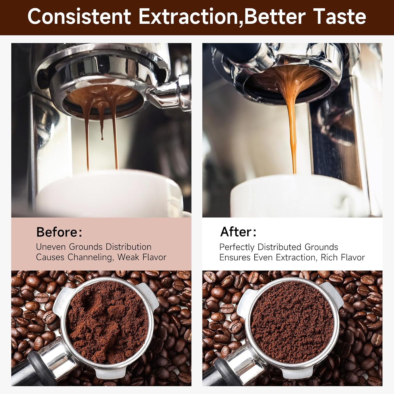 KitchenTour Espresso Accessories Kit 51mm, WDT Tool, Dosing Funnel and Puck Screen Set, 304 Stainless Steel Needle Coffee Distribution Stirrer, Portafilter Dosing Ring for Barista 51 mm