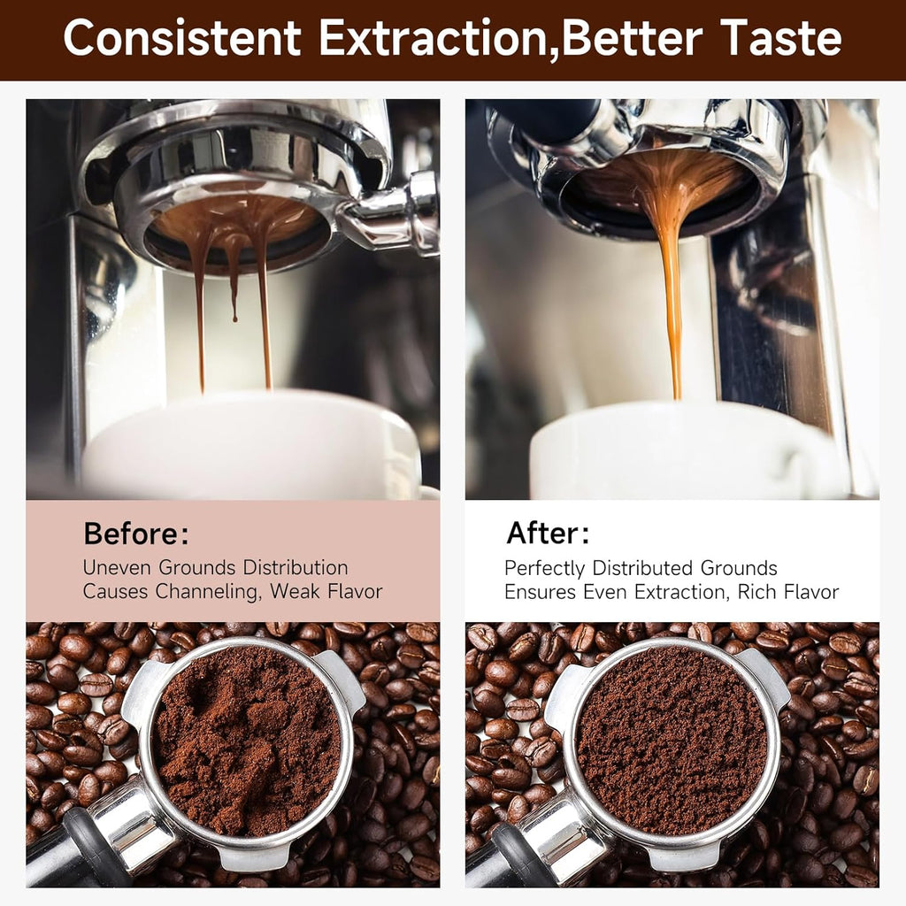 KitchenTour Espresso Accessories Kit 58mm, WDT Tool, Dosing Funnel and Puck Screen Set, 304 Stainless Steel Needle Coffee Distribution Stirrer, Portafilter Dosing Ring for Barista 58mm