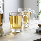LEMONSODA Clear Large Glass Coffee Mug with Handles for Hot Beverages, Clear Mugs for Espresso, Tea, Cappucino, Latte, Juice (8.75 oz, 10.5 oz, 12 oz) (10.5 oz, Set of 6)