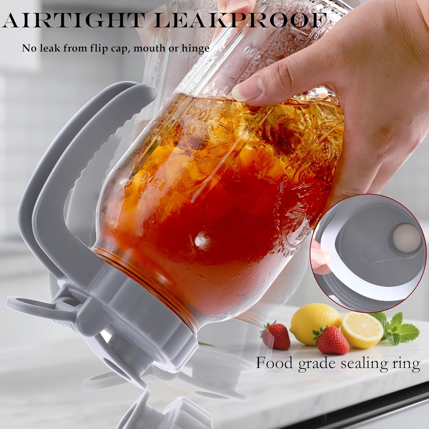 64 Oz Glass Mason Jar Water Pitcher With Lid Half Gallon Wide Mouth Sun Tea Pitchers 2 Quart Cold Brew Hot Water Jug Carafe For Coffee,Lemonade, Beverage,Milk,Juice Container For Refrigerator