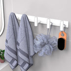VAEHOLD Hat and Coat Wall Mount Rack - Hooks for Robes, Bags, Keys, and Towels - Bathroom Towel Hanger Organizer (White, “T“ Shape 5 Hooks 2 Pack)