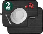 Cuisinart Dish Drying Mats for Kitchen Counter - (2) 18" x 24" Ultra Absorbent Dish Drying Mat XL - Foldable, Machine Washable, Fast Drying Dish Mat (Horizontal Stripes)