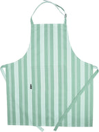 AMOUR INFINI Cotton Striped Aprons for Women with Pockets - Adjustable Strap and Waist Ties Printed Apron for Baking, Cooking, Gardening (27.5 x 33 Inches - Sage Green)