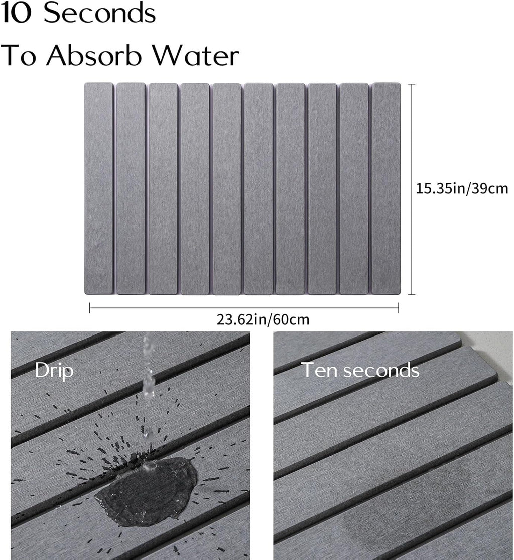 Large Stone Dish Drying Mat for Kitchen Counter, , Marbled Water Absorbing Diatomaceous Earth Drying Pad for Countertop Bottles Utensils Cups 24"x16"