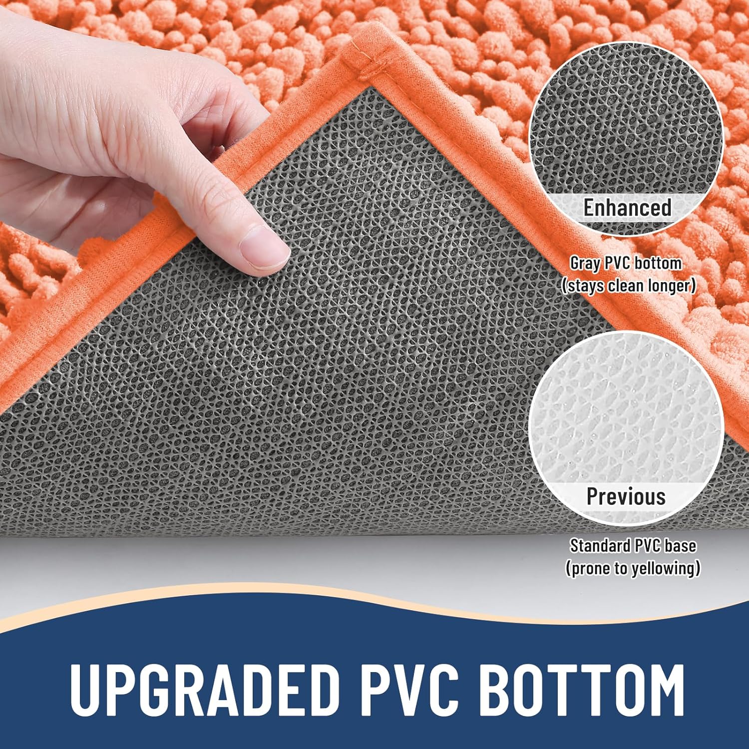 Arotive Luxury Chenille Bathroom Rug Mat, Extra Soft Thick Absorbent Shaggy Bath Rugs, Non-Slip Machine Wash Dry, Plush Bath Mats for Bathroom, Shower and Tub, 36x24, Coral