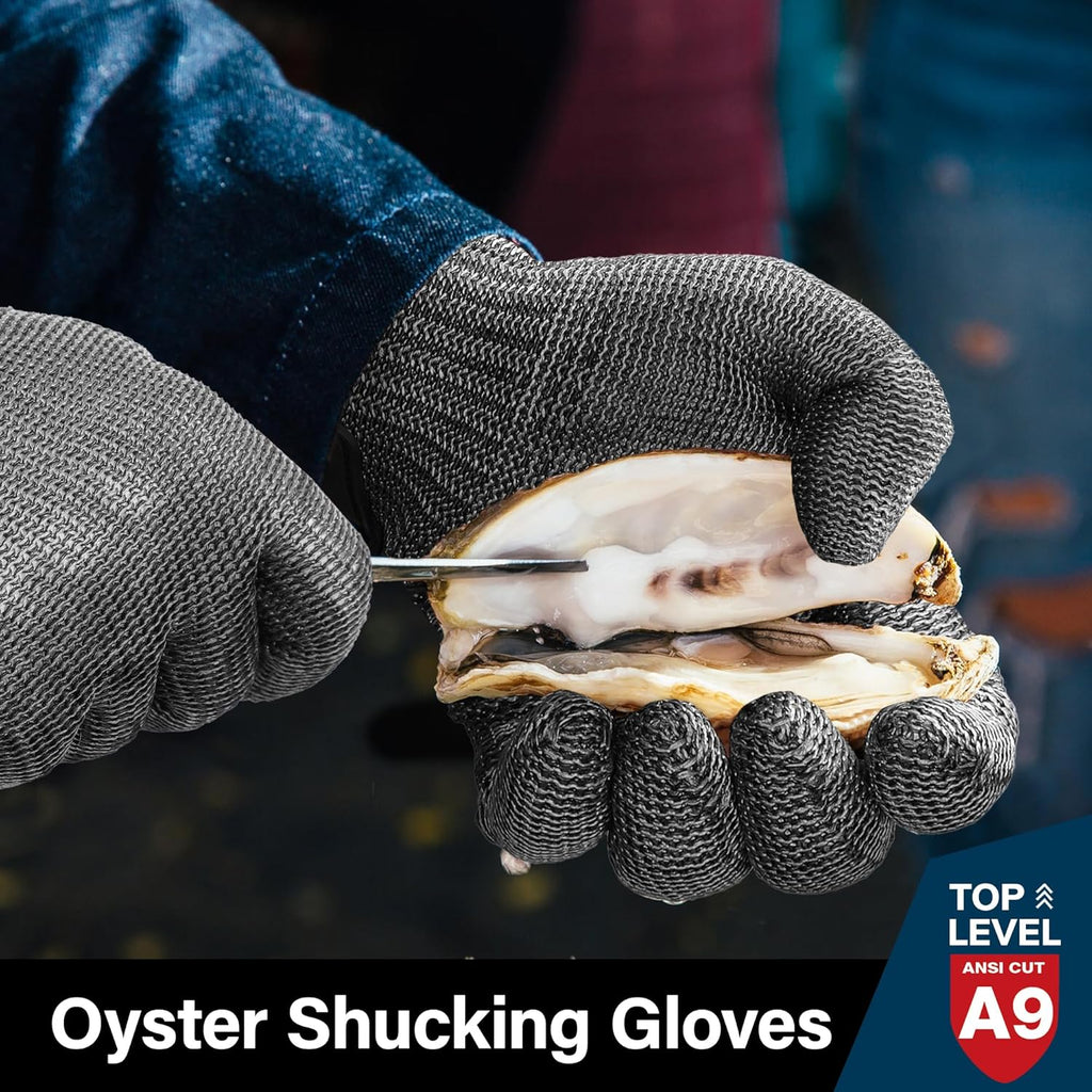 Schwer Ultimate Cut Resistant Gloves Beyond ANSI A9, Reinforced Stainless Steel Glove, Food Grade Mesh Metal Gloves for Butcher Meat Cutting, Oyster Shucking, Mandoline, PR1708 (M, 50 pairs)