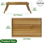 VaeFae Acacia Bed Table Tray, Wooden Breakfast Tray with Folding Legs, Bed Tray for Eating and Laptop, Eating Trays for Bedroom