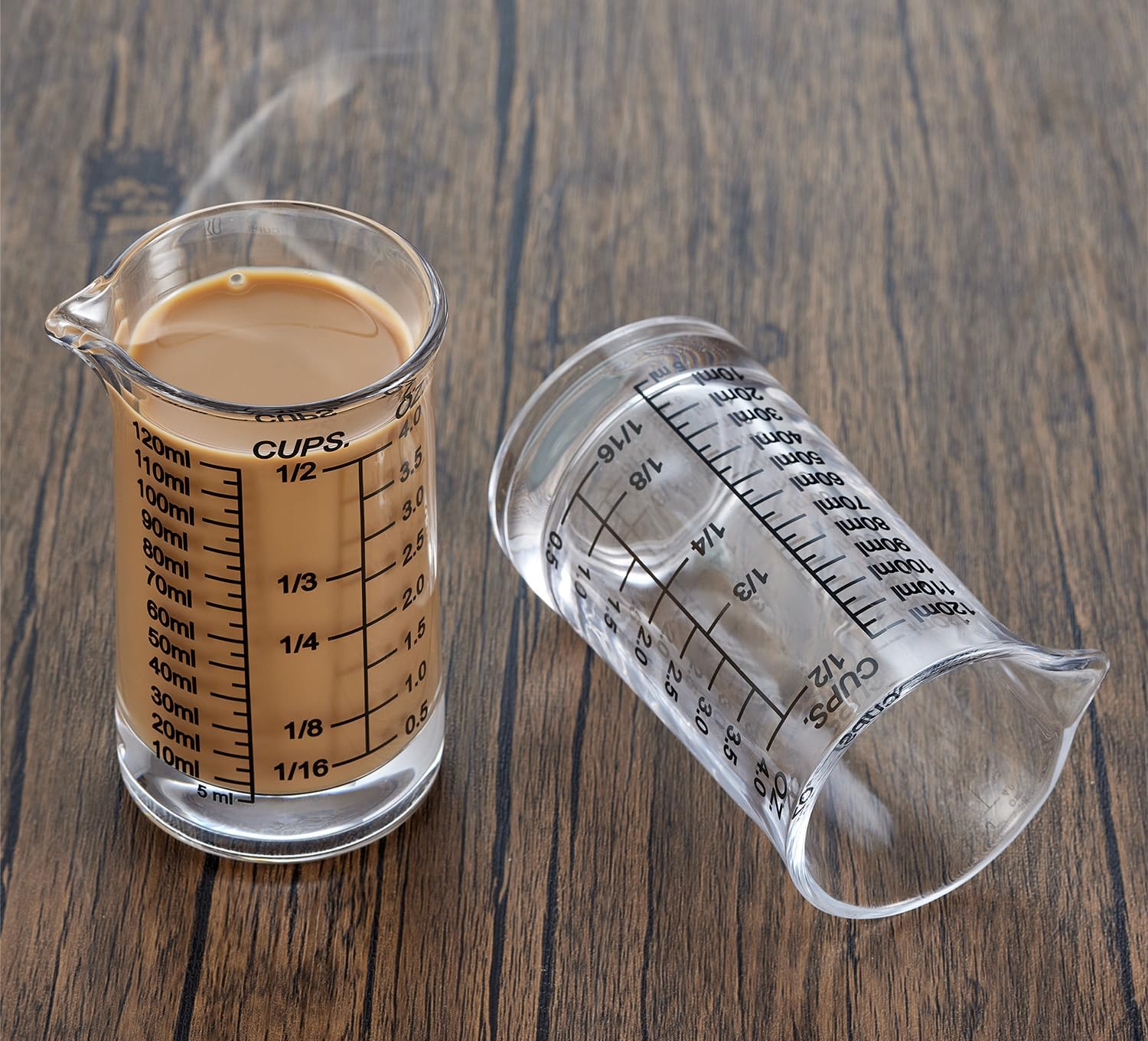 Ackers 4oz Glass Measuring Cup – Shot Glass with Ounce,Ml,Cups Markings for Kitchen & Bar(Pack of 2)