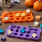 JOERSH Halloween Chocolate Silicone Molds, 4PCS Pumpkin Ghost Shaped Candy Mold Non Stick Baking Pan for DIY Chocolate, Fondant, Jello, Gummy, Candy, Cake Topper, Dessert Decorating