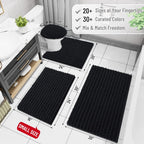 Arotive Luxury Chenille Bathroom Rug Mat, Extra Soft Thick Absorbent Shaggy Bath Rugs, Non-Slip Machine Wash Dry, Plush Bath Mats for Bathroom, Shower and Tub, 70x24, Black